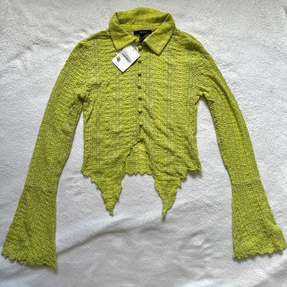 Forever21 Green Knitted Blouse